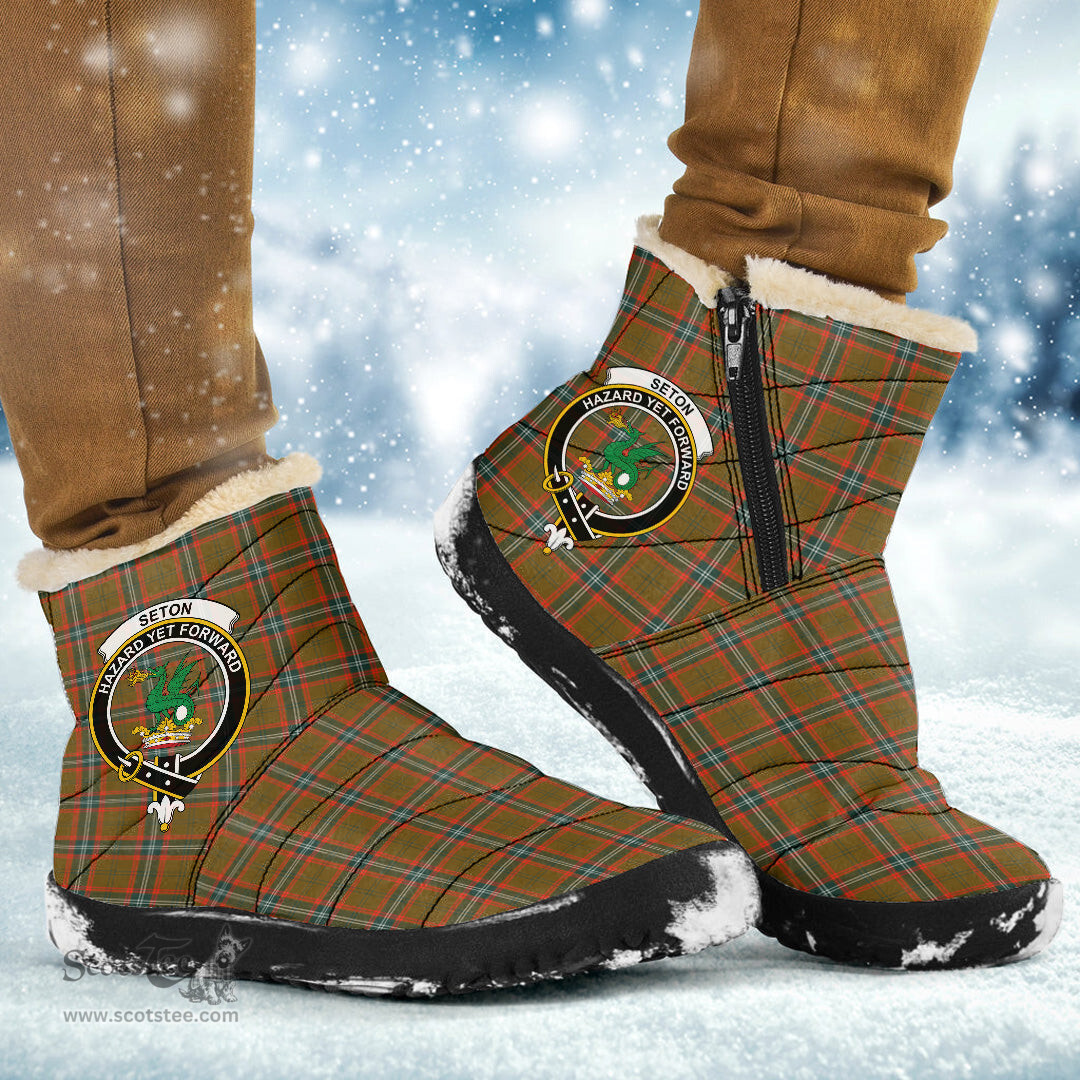 ScotsTee Shop Scottish Seton Hunting Modern Clan Crest Tartan Cozy Winter Boots