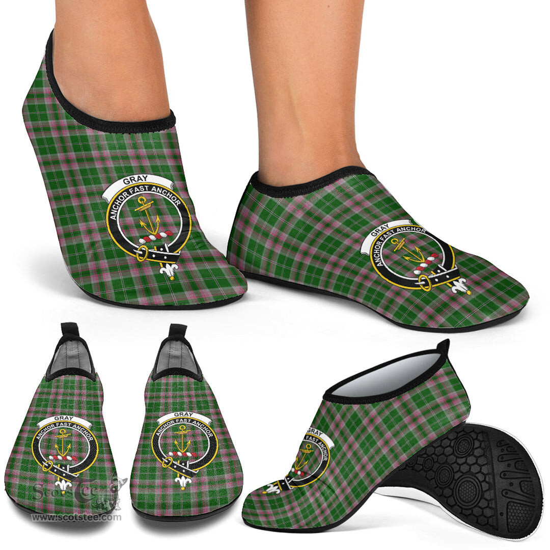 ScotsTee Shop Scottish Gray Hunting Clan Crest Tartan Men and Women a Slip On Barefoot Quick-Dry Beach Aqua Yoga Water Shoes