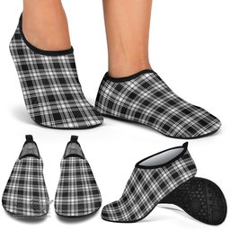 ScotsTee Shop Scottish Menzies Black White Modern Clan Tartan Men and Women a Slip On Barefoot Quick-Dry Beach Aqua Yoga Water Shoes