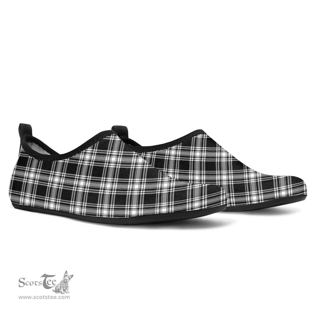 ScotsTee Shop Scottish Menzies Black White Modern Clan Tartan Men and Women a Slip On Barefoot Quick-Dry Beach Aqua Yoga Water Shoes