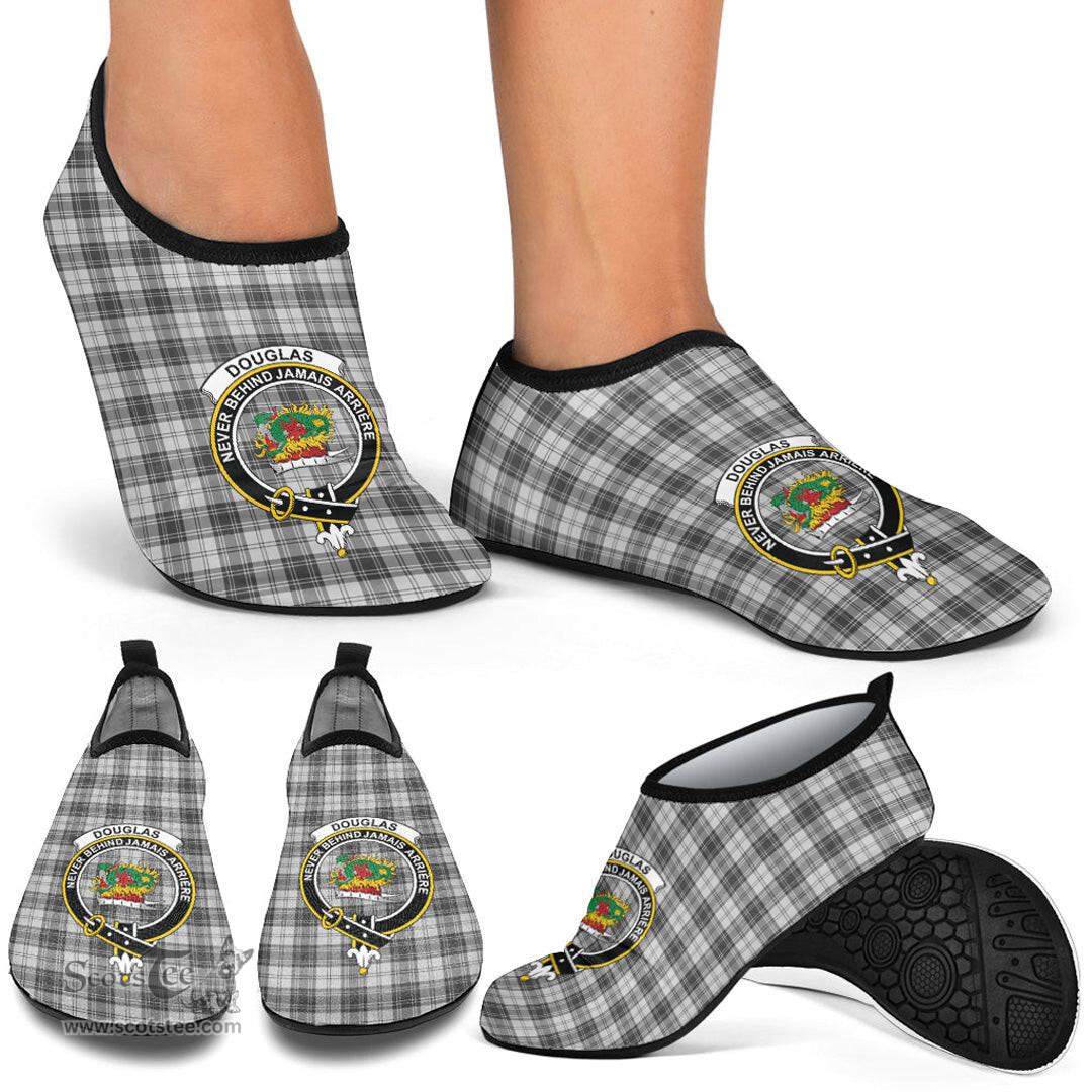 ScotsTee Shop Scottish Douglas Grey Modern Clan Crest Tartan Men and Women a Slip On Barefoot Quick-Dry Beach Aqua Yoga Water Shoes