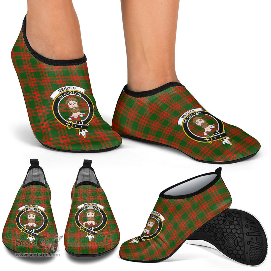 ScotsTee Shop Scottish Menzies Green Modern Clan Crest Tartan Men and Women a Slip On Barefoot Quick-Dry Beach Aqua Yoga Water Shoes