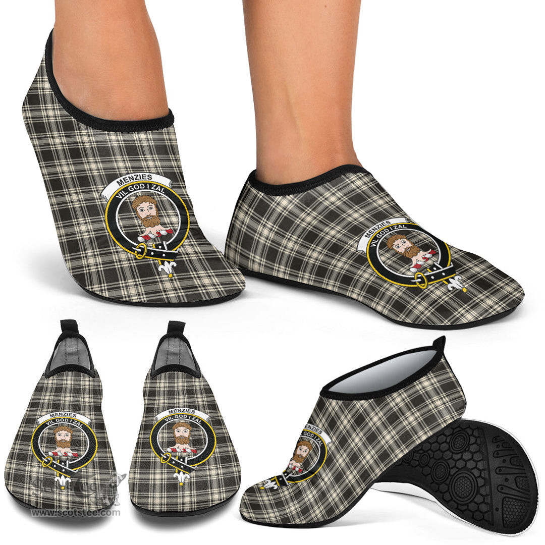ScotsTee Shop Scottish Menzies Black White Ancient Clan Crest Tartan Men and Women a Slip On Barefoot Quick-Dry Beach Aqua Yoga Water Shoes