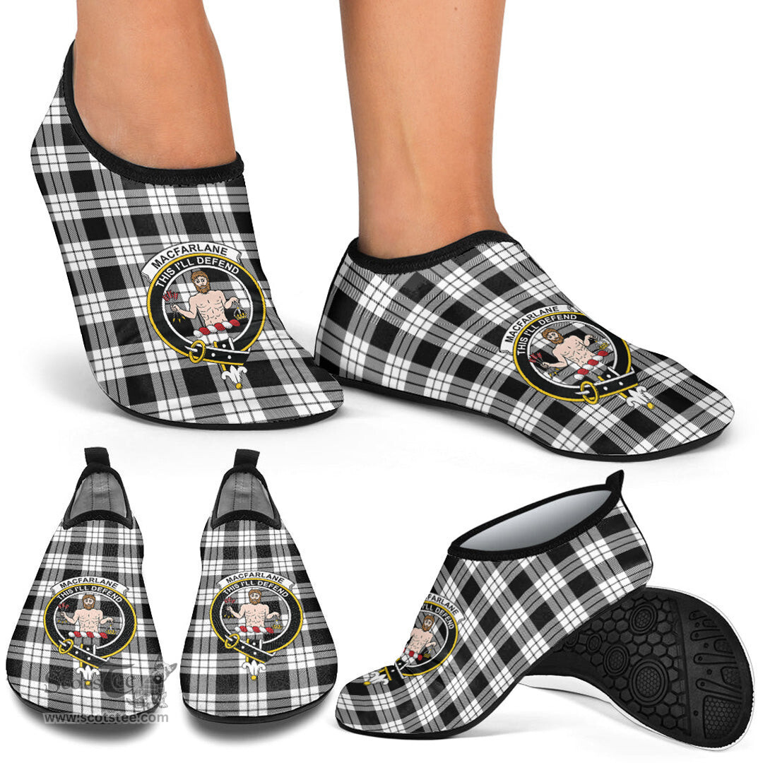 ScotsTee Shop Scottish MacFarlane Black White Clan Crest Tartan Men and Women a Slip On Barefoot Quick-Dry Beach Aqua Yoga Water Shoes