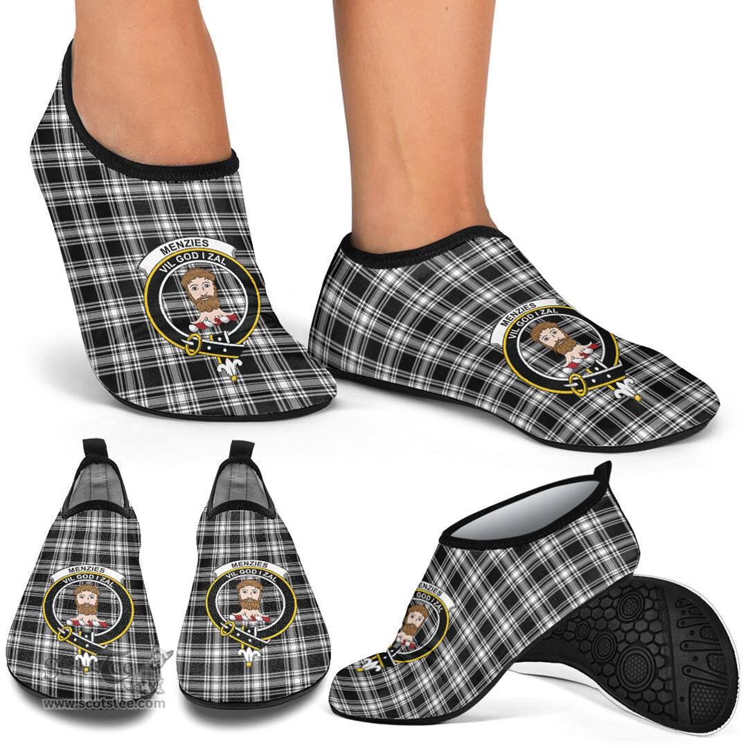 ScotsTee Shop Scottish Menzies Black White Modern Clan Crest Tartan Men and Women a Slip On Barefoot Quick-Dry Beach Aqua Yoga Water Shoes