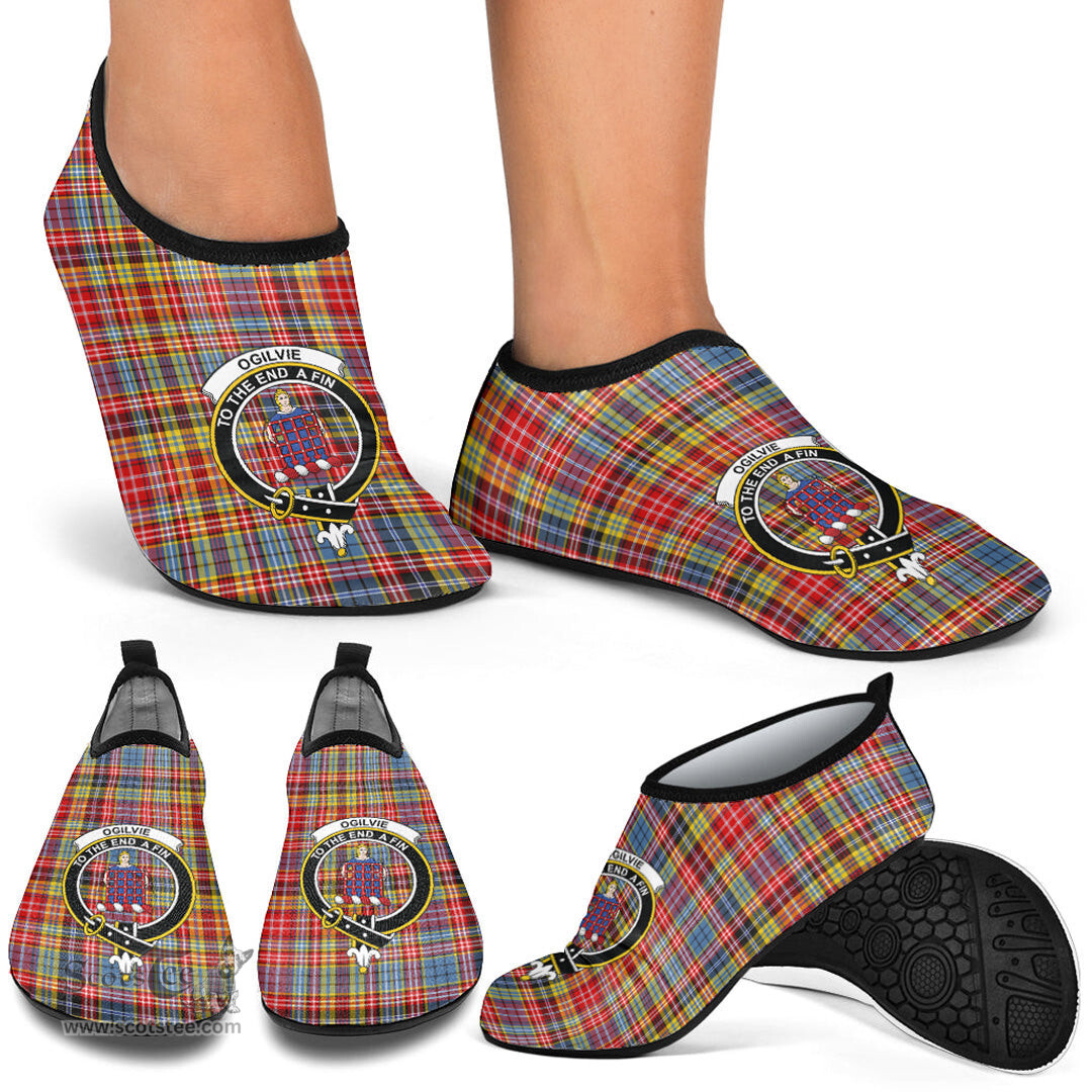 ScotsTee Shop Scottish Ogilvie of Airlie Ancient Clan Crest Tartan Men and Women a Slip On Barefoot Quick-Dry Beach Aqua Yoga Water Shoes