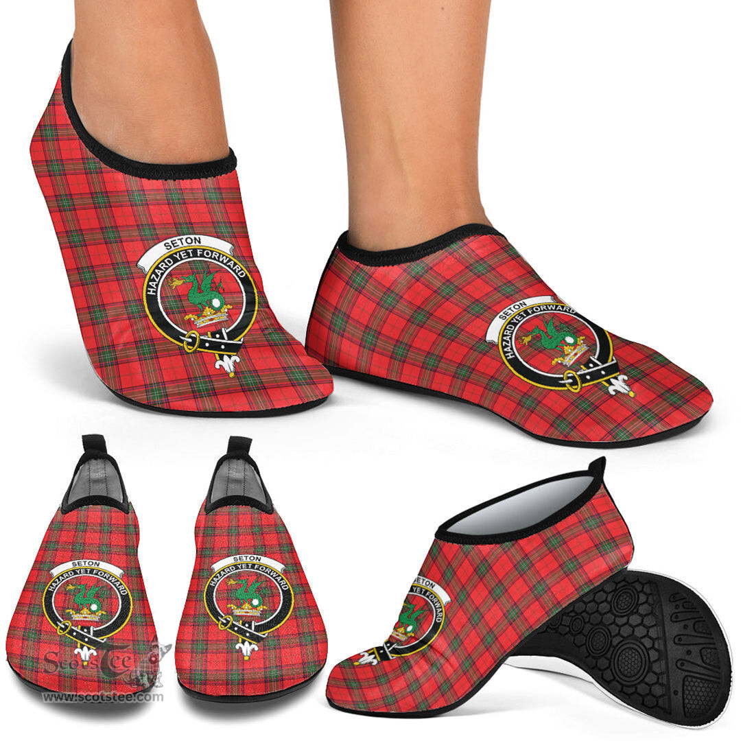 ScotsTee Shop Scottish Seton Modern Clan Crest Tartan Men and Women a Slip On Barefoot Quick-Dry Beach Aqua Yoga Water Shoes