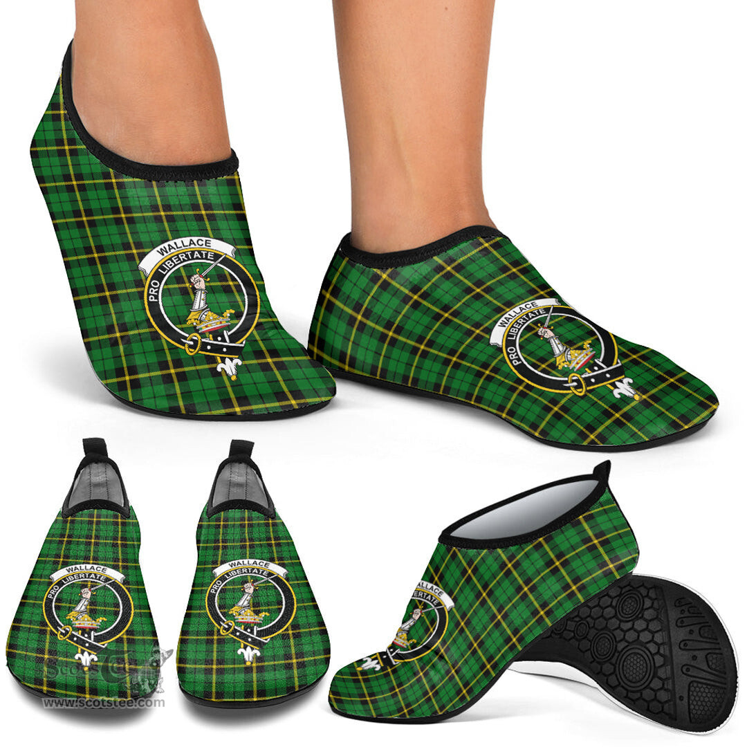 ScotsTee Shop Scottish Wallace Hunting Green Clan Crest Tartan Men and Women a Slip On Barefoot Quick-Dry Beach Aqua Yoga Water Shoes