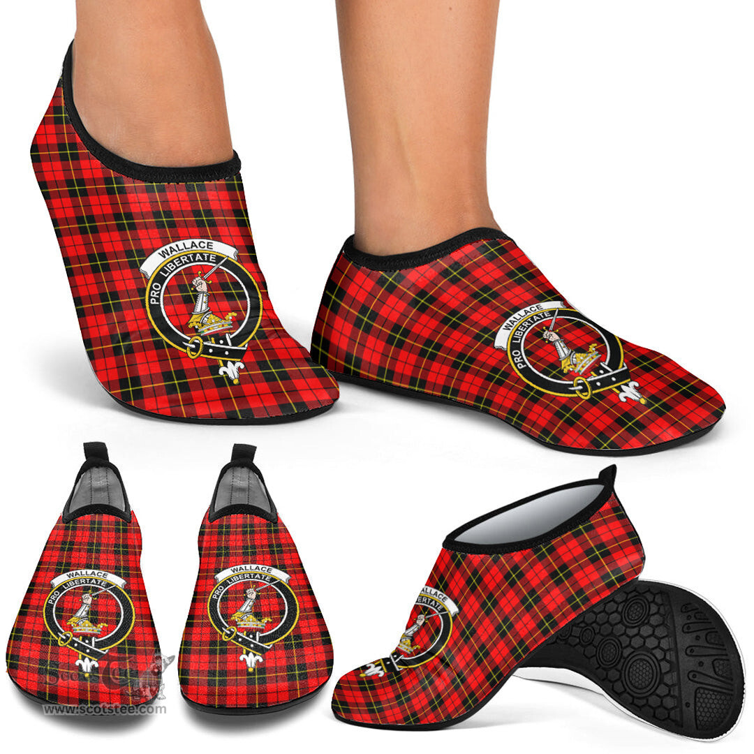 ScotsTee Shop Scottish Wallace Hunting Red Clan Crest Tartan Men and Women a Slip On Barefoot Quick-Dry Beach Aqua Yoga Water Shoes