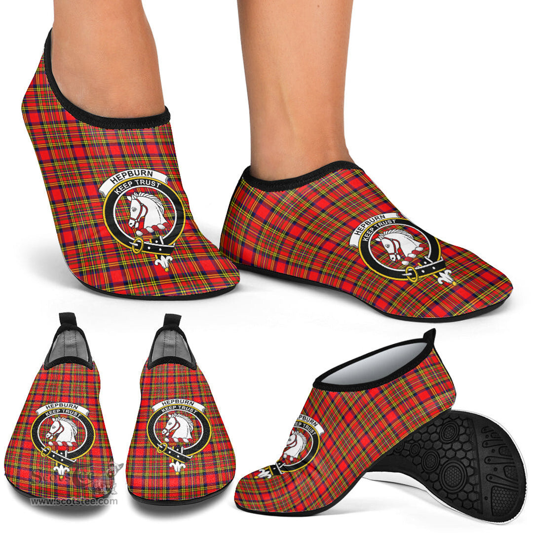 ScotsTee Shop Scottish Hepburn Clan Crest Tartan Men and Women a Slip On Barefoot Quick-Dry Beach Aqua Yoga Water Shoes