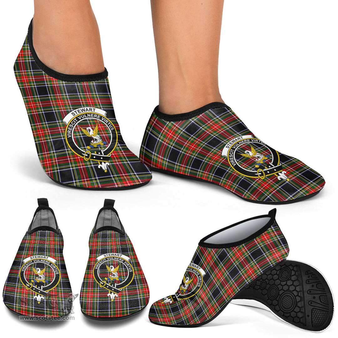 ScotsTee Shop Scottish Stewart Black Clan Crest Tartan Men and Women a Slip On Barefoot Quick-Dry Beach Aqua Yoga Water Shoes
