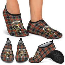 ScotsTee Shop Scottish Stewart Black Clan Crest Tartan Men and Women a Slip On Barefoot Quick-Dry Beach Aqua Yoga Water Shoes