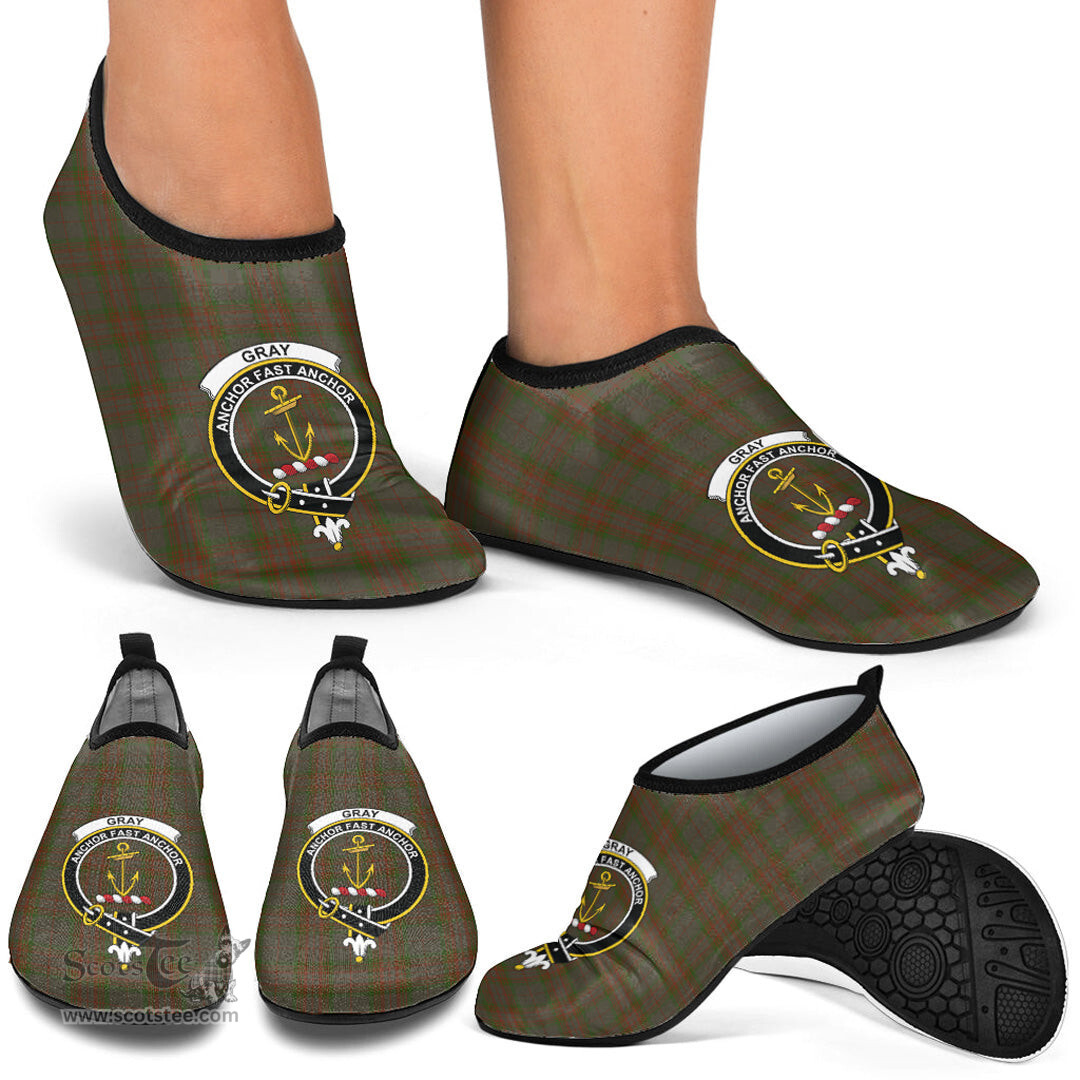 ScotsTee Shop Scottish Gray Clan Crest Tartan Men and Women a Slip On Barefoot Quick-Dry Beach Aqua Yoga Water Shoes