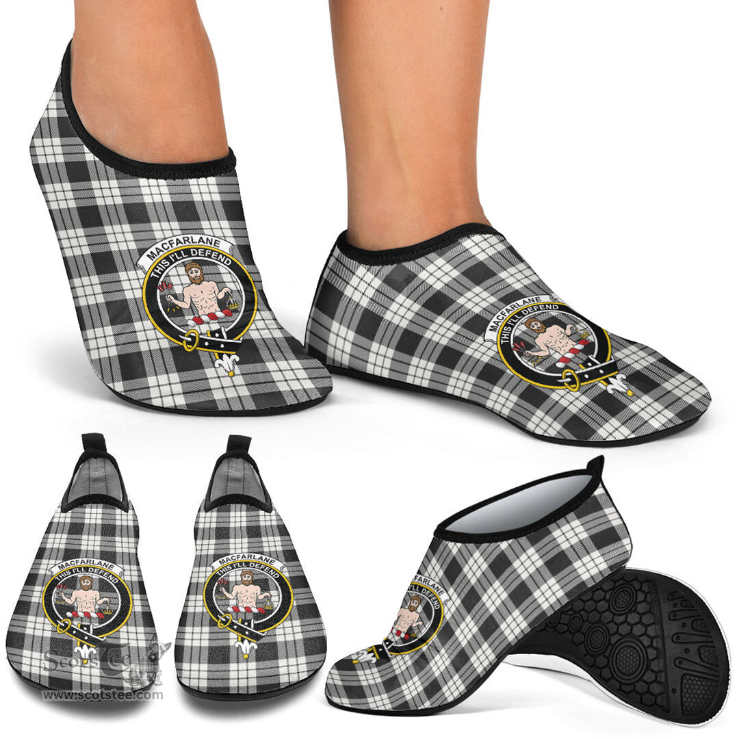 ScotsTee Shop Scottish MacFarlane Black White Ancient Clan Crest Tartan Men and Women a Slip On Barefoot Quick-Dry Beach Aqua Yoga Water Shoes