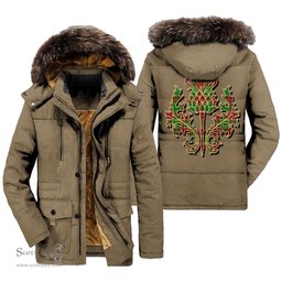 ScotsTee Shop Scottish Baxter Modern Clan Scottish Thistle Tartan Faux Fur Hooded Parka Jacket