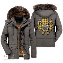 ScotsTee Shop Scottish Barclay Dress Modern Clan Crest Scottish Thistle Tartan Faux Fur Hooded Parka Jacket