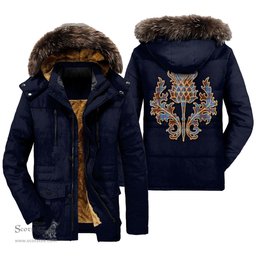 ScotsTee Shop Scottish Anderson Modern Clan Scottish Thistle Tartan Faux Fur Hooded Parka Jacket