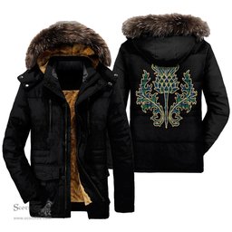 ScotsTee Shop Scottish Campbell Ancient 02 Clan Scottish Thistle Tartan Faux Fur Hooded Parka Jacket