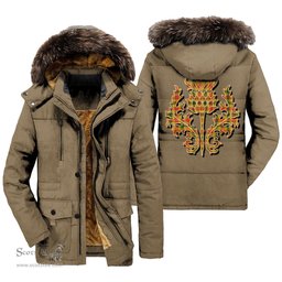 ScotsTee Shop Scottish Baxter Clan Scottish Thistle Tartan Faux Fur Hooded Parka Jacket