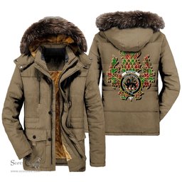 ScotsTee Shop Scottish Baxter Modern Clan Crest Scottish Thistle Tartan Faux Fur Hooded Parka Jacket