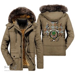 ScotsTee Shop Scottish Anderson Ancient Clan Crest Scottish Thistle Tartan Faux Fur Hooded Parka Jacket