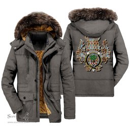 ScotsTee Shop Scottish Anderson Ancient Clan Crest Scottish Thistle Tartan Faux Fur Hooded Parka Jacket