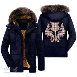 ScotsTee Shop Scottish Boswell Modern Clan Scottish Thistle Tartan Faux Fur Hooded Parka Jacket