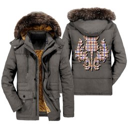 ScotsTee Shop Scottish Boswell Modern Clan Scottish Thistle Tartan Faux Fur Hooded Parka Jacket
