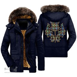 ScotsTee Shop Scottish Guthrie Ancient Clan Scottish Thistle Tartan Faux Fur Hooded Parka Jacket