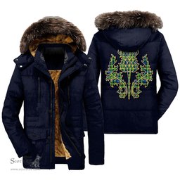 ScotsTee Shop Scottish Campbell of Breadalbane Ancient Clan Scottish Thistle Tartan Faux Fur Hooded Parka Jacket