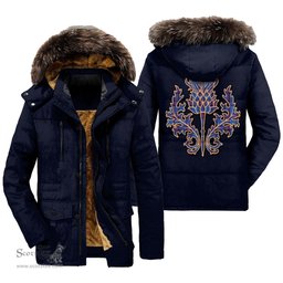 ScotsTee Shop Scottish Elliot Modern Clan Scottish Thistle Tartan Faux Fur Hooded Parka Jacket