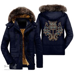 ScotsTee Shop Scottish Grewar Clan Scottish Thistle Tartan Faux Fur Hooded Parka Jacket