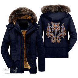 ScotsTee Shop Scottish Edinburgh District Clan Scottish Thistle Tartan Faux Fur Hooded Parka Jacket