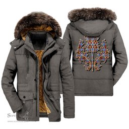 ScotsTee Shop Scottish Edinburgh District Clan Scottish Thistle Tartan Faux Fur Hooded Parka Jacket