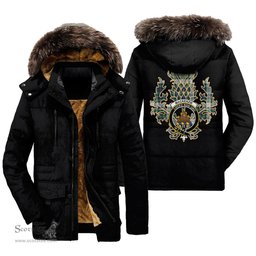 ScotsTee Shop Scottish MacKenzie Dress Ancient Clan Crest Scottish Thistle Tartan Faux Fur Hooded Parka Jacket