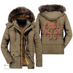 ScotsTee Shop Scottish MacNab Ancient Clan Scottish Thistle Tartan Faux Fur Hooded Parka Jacket