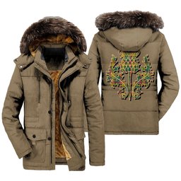 ScotsTee Shop Scottish MacMillan Old Ancient Clan Scottish Thistle Tartan Faux Fur Hooded Parka Jacket