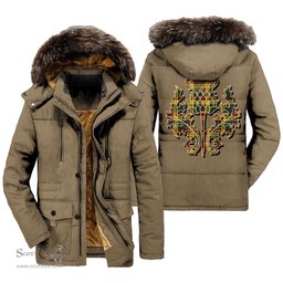 ScotsTee Shop Scottish MacMillan Old Modern Clan Scottish Thistle Tartan Faux Fur Hooded Parka Jacket