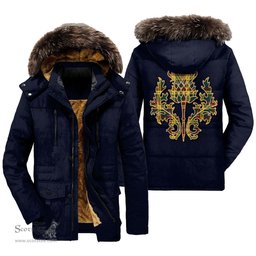 ScotsTee Shop Scottish MacMillan Old Modern Clan Scottish Thistle Tartan Faux Fur Hooded Parka Jacket