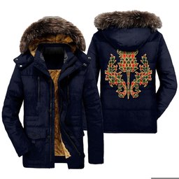 ScotsTee Shop Scottish MacLachlan Hunting Modern Clan Scottish Thistle Tartan Faux Fur Hooded Parka Jacket