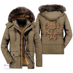ScotsTee Shop Scottish MacGillivray Hunting Ancient Clan Scottish Thistle Tartan Faux Fur Hooded Parka Jacket