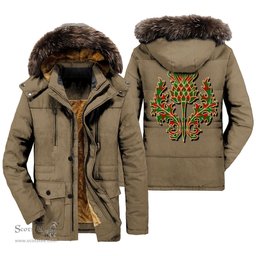 ScotsTee Shop Scottish Middleton Modern Clan Scottish Thistle Tartan Faux Fur Hooded Parka Jacket