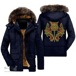 ScotsTee Shop Scottish Middleton Modern Clan Scottish Thistle Tartan Faux Fur Hooded Parka Jacket
