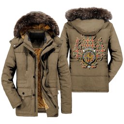 ScotsTee Shop Scottish MacKintosh Ancient Clan Crest Scottish Thistle Tartan Faux Fur Hooded Parka Jacket