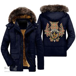 ScotsTee Shop Scottish MacKintosh Ancient Clan Crest Scottish Thistle Tartan Faux Fur Hooded Parka Jacket
