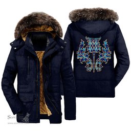 ScotsTee Shop Scottish McKerrell Clan Scottish Thistle Tartan Faux Fur Hooded Parka Jacket