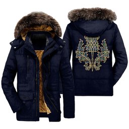 ScotsTee Shop Scottish MacKinlay Ancient Clan Scottish Thistle Tartan Faux Fur Hooded Parka Jacket