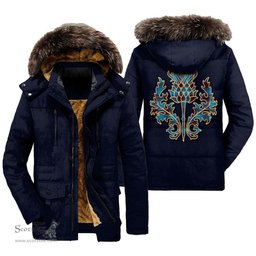 ScotsTee Shop Scottish Home Ancient Clan Scottish Thistle Tartan Faux Fur Hooded Parka Jacket