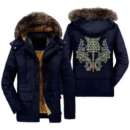 ScotsTee Shop Scottish Lamont Ancient Clan Scottish Thistle Tartan Faux Fur Hooded Parka Jacket