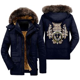 ScotsTee Shop Scottish Hannay Modern Clan Crest Scottish Thistle Tartan Faux Fur Hooded Parka Jacket